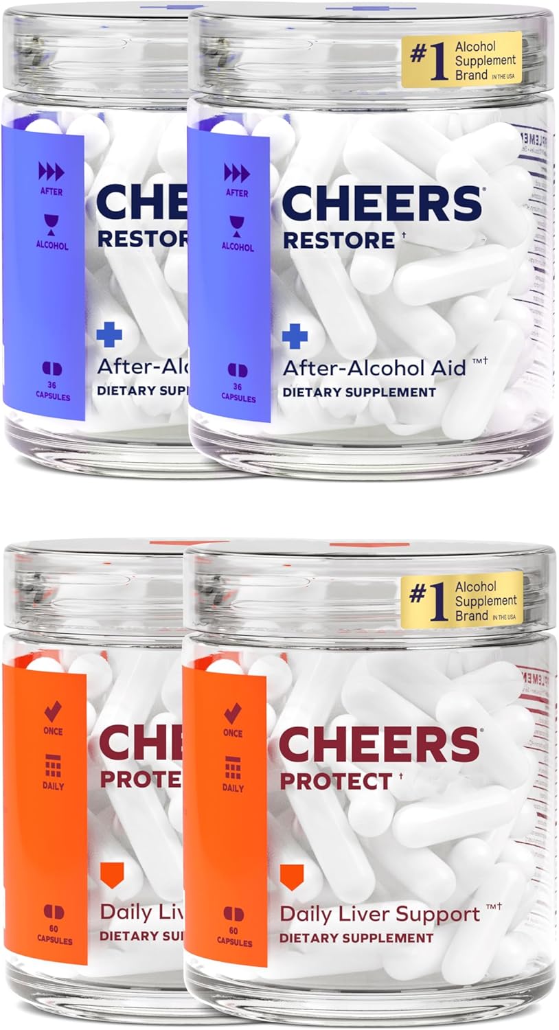 Liver Support Combo | Restore & Protect Liver Health | DHM, L-Cysteine, Milk Thistle, Prickly Pear, B-Vitamins | 24 Restore Doses, 60 Protect Doses | Supplements for Hangover Relief