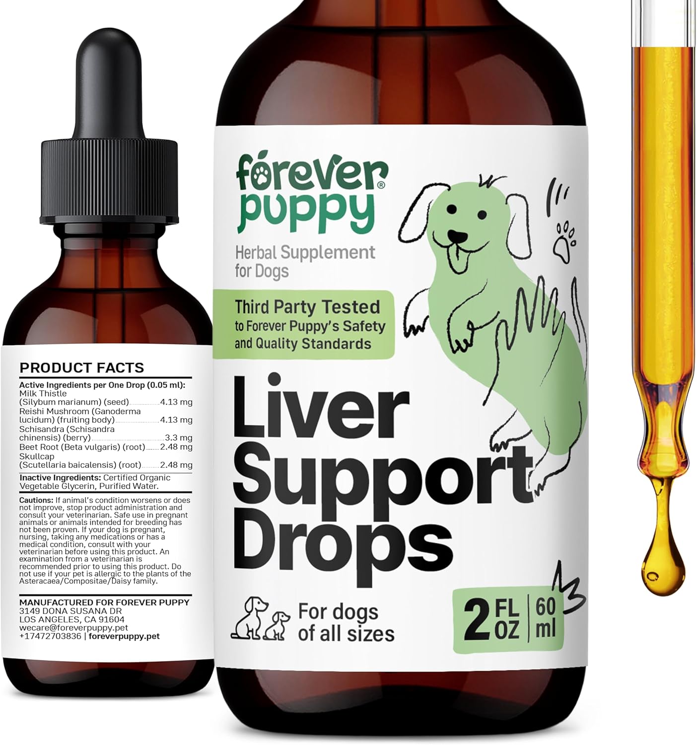 Liver Support Drops for Dogs - Milk Thistle Supplement - Detox Drops with Liquid Silymarin - Canine Liver Cleanse - All Breed Sizes - 2 oz