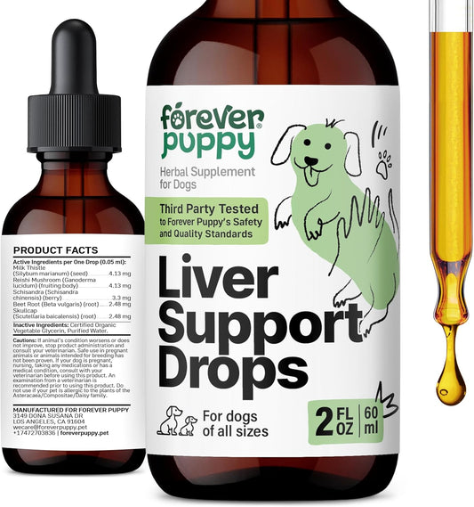 Liver Support Drops for Dogs - Milk Thistle Supplement - Detox Drops with Liquid Silymarin - Canine Liver Cleanse - All Breed Sizes - 2 oz