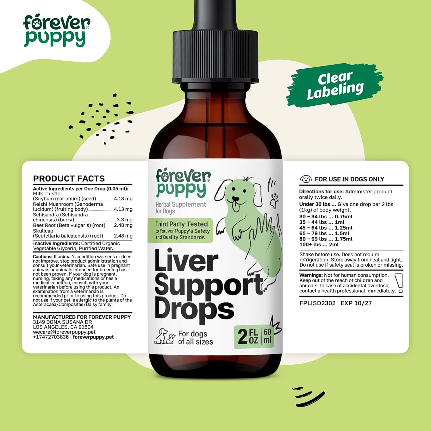 Liver Support Drops for Dogs - Milk Thistle Supplement - Detox Drops with Liquid Silymarin - Canine Liver Cleanse - All Breed Sizes - 2 oz