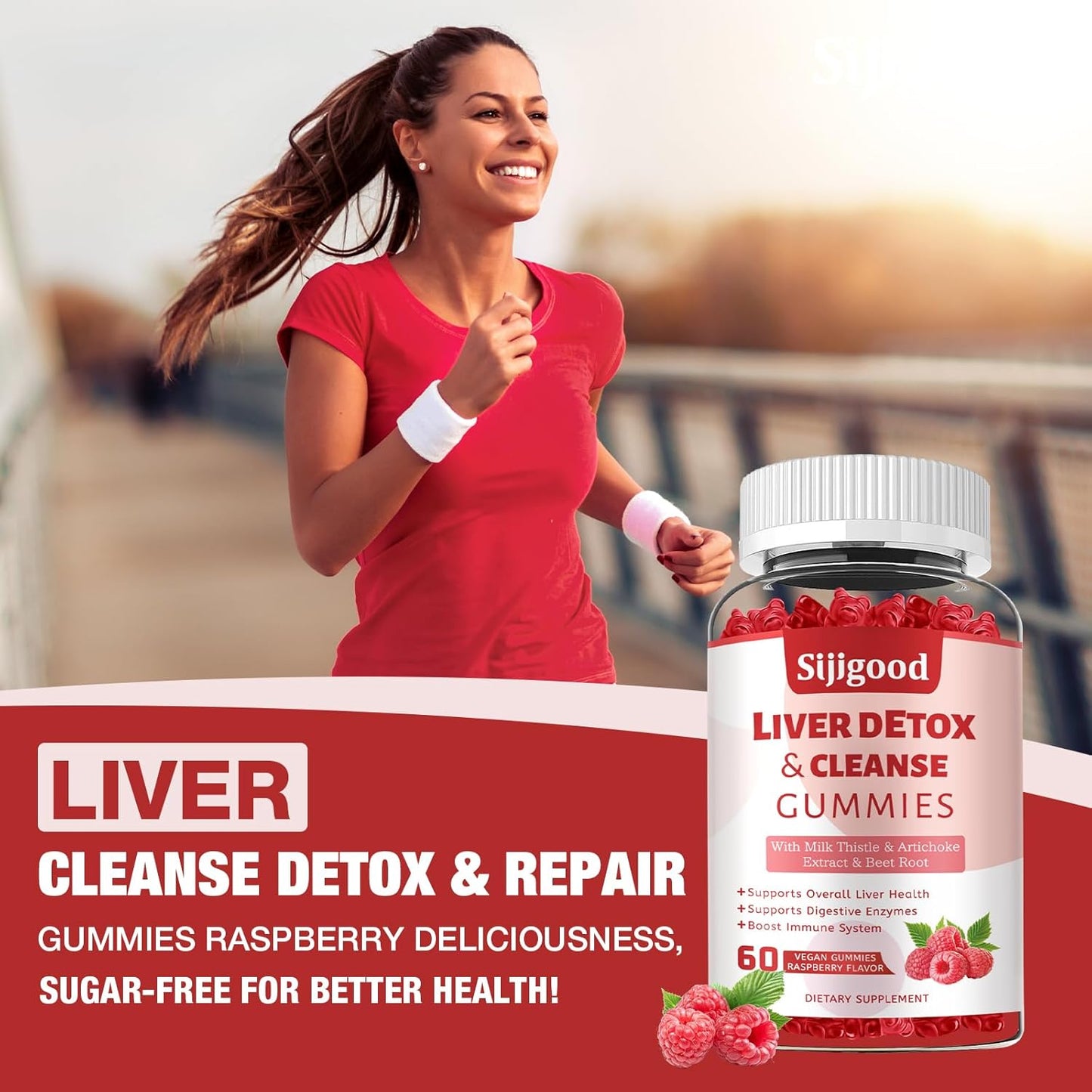 Liver Support Gummies with Milk Thistle, Artichoke, Dandelion, Elderberry - Detox & Repair - 120 Raspberry Flavored Gummies (2 Pack)