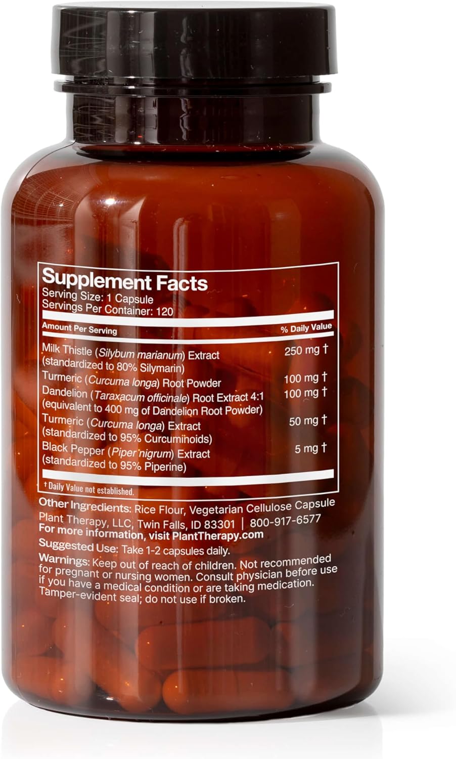 Liver Support Herbal Supplement Capsules, Natural Detox & Energy Boost, 120 Vegetarian Capsules, Made in USA