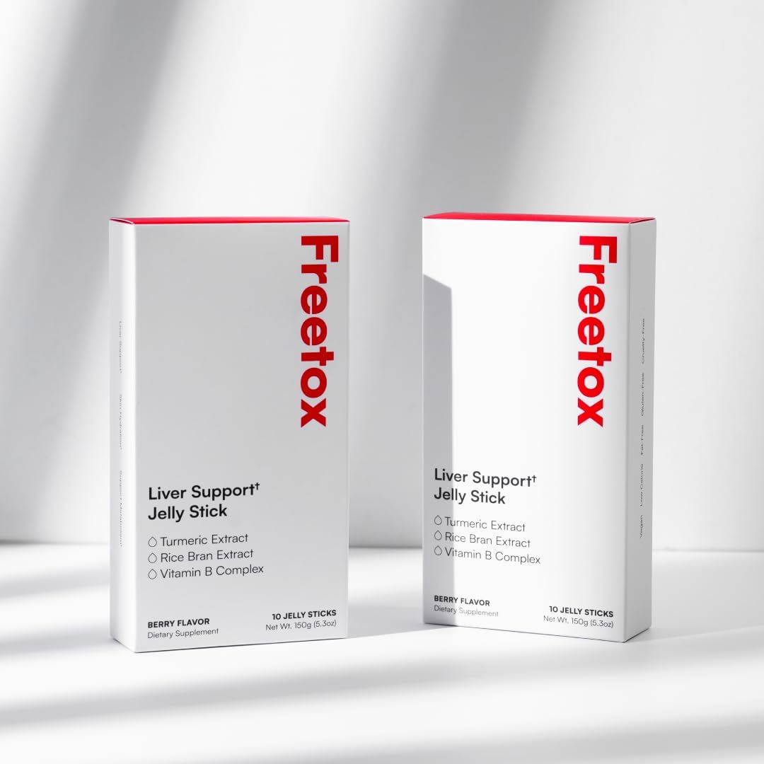 Liver Support Jelly Sticks with Vitamin B Complex, Turmeric Extract, and Rice Bran - Skin Hydration and Immune Booster for Social Events & Vacation Essentials