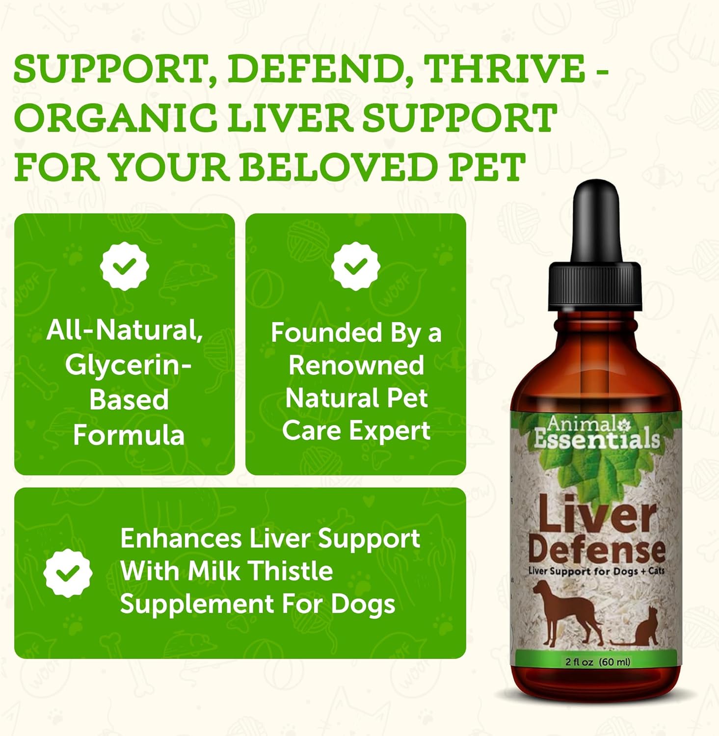 Liver Support Liquid Supplement for Dogs & Cats - Milk Thistle, Dandelion, Detox Blend - 2 Fl Oz
