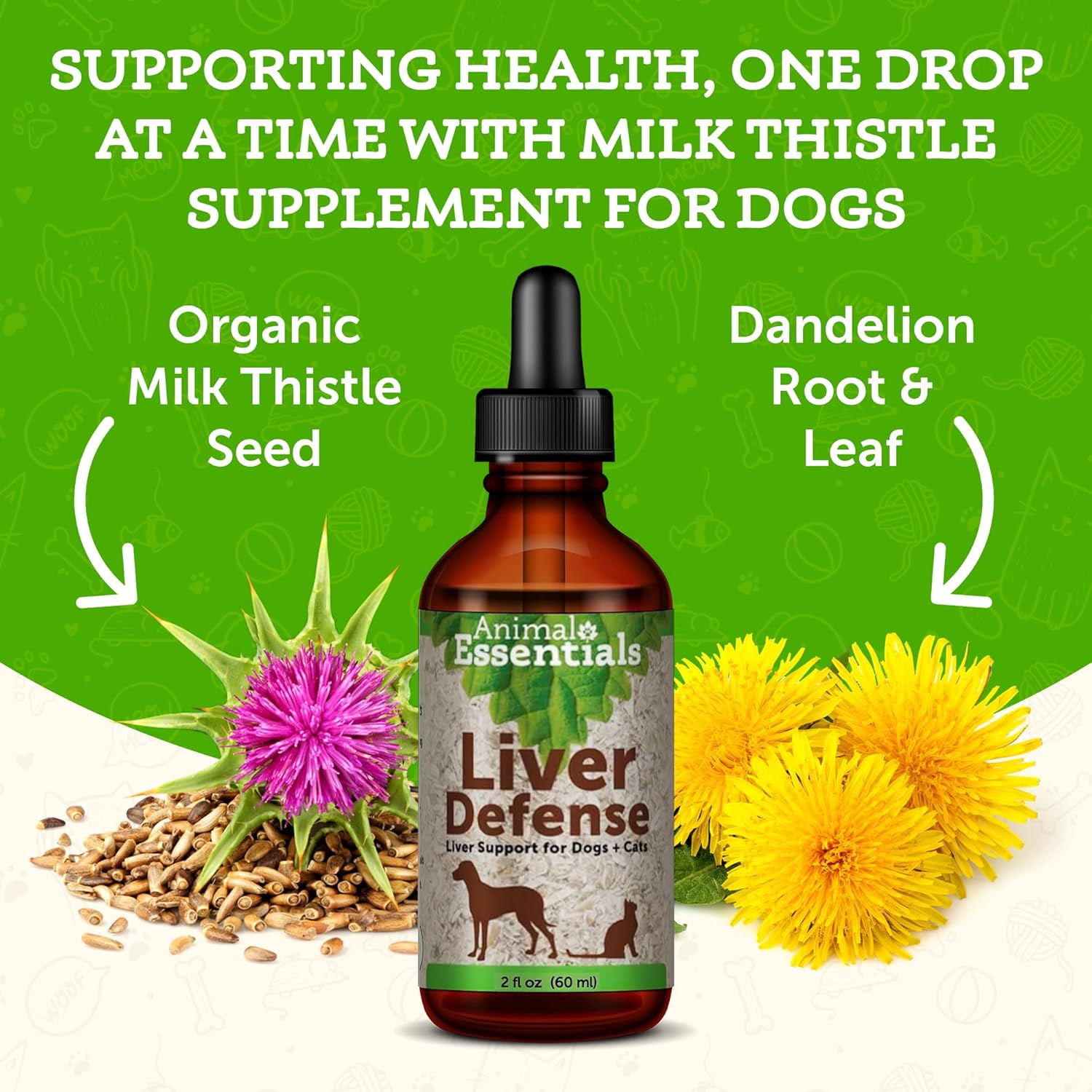 Liver Support Liquid Supplement for Dogs & Cats - Milk Thistle, Dandelion, Detox Blend - 2 Fl Oz