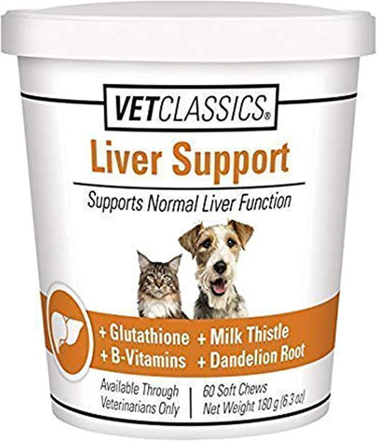 Liver Support Pet Health Supplement for Dogs and Cats - B-Vitamins, Glutathione, Milk Thistle - 60 Soft Chews