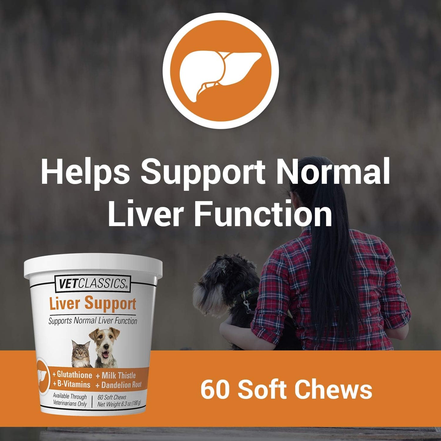 Liver Support Pet Health Supplement for Dogs and Cats - B-Vitamins, Glutathione, Milk Thistle - 60 Soft Chews