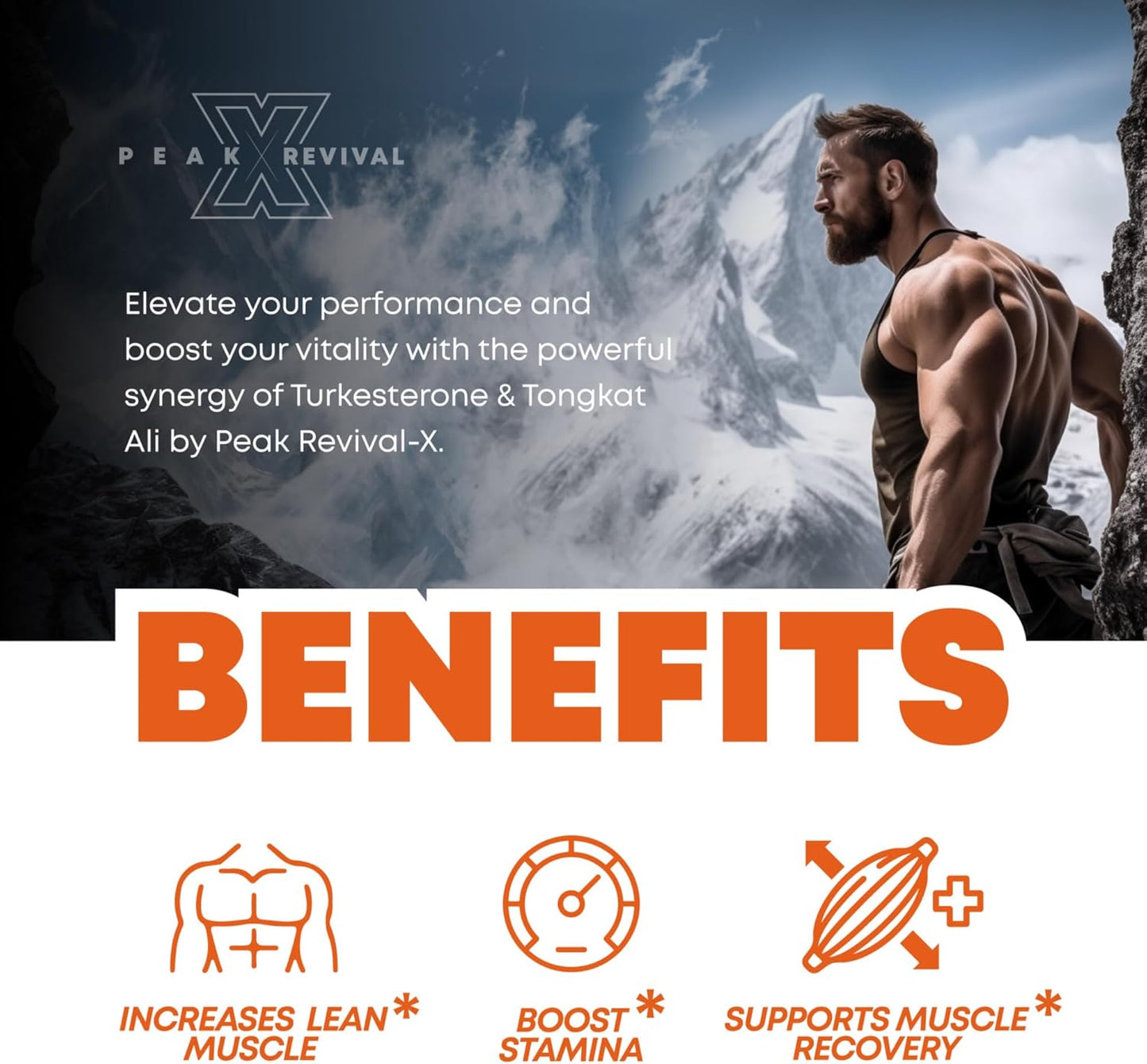 Liver Support & Stamina Booster Supplement - Peak Revival-X TUDCA+ 1000mg with Bile Salt, Turkesterone & Tongkat Ali - 60 Capsules