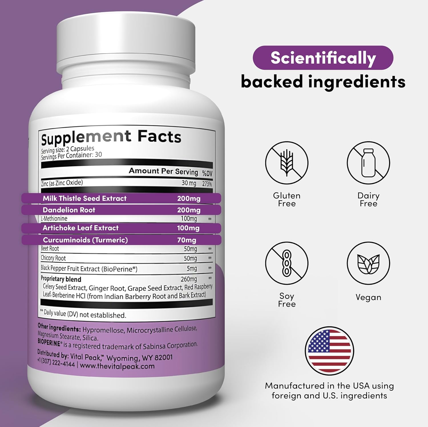 Liver Support Supplement - Detox & Repair with Milk Thistle, Turmeric, Dandelion, Artichoke - 60 Capsules for Fatty Liver Protection