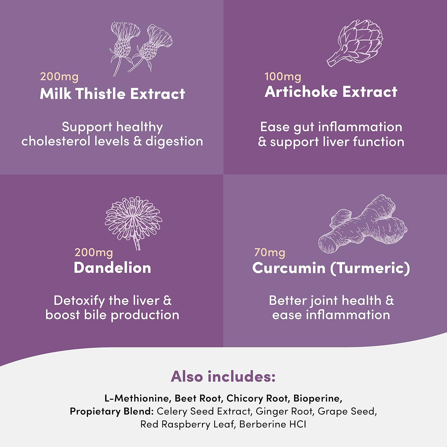 Liver Support Supplement - Detox & Repair with Milk Thistle, Turmeric, Dandelion, Artichoke - 60 Capsules for Fatty Liver Protection