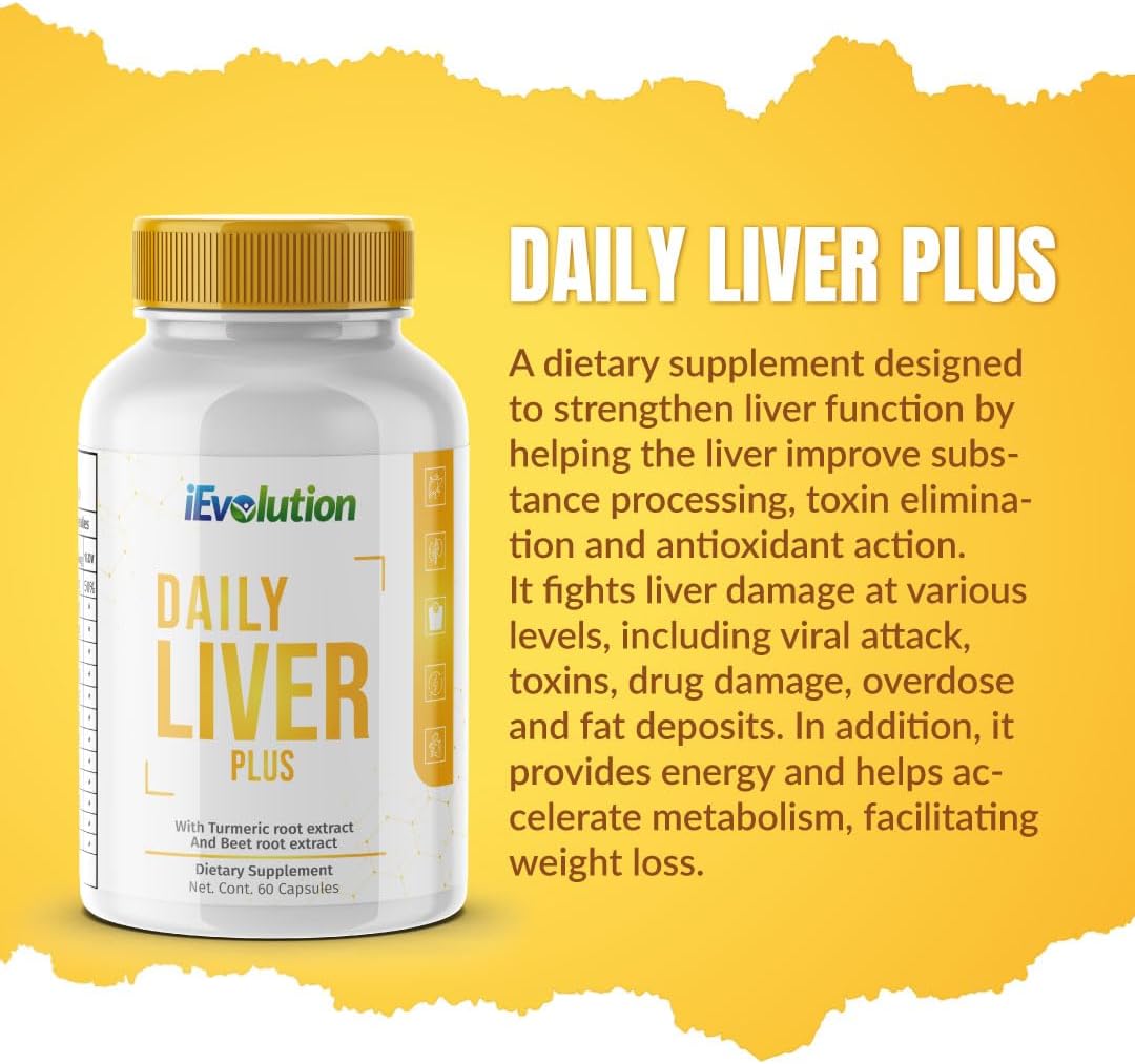 Liver Support Supplement | Daily Liver Plus | 60 Capsules Detox & Cleanse with Milk Thistle, Dandelion, Turmeric, Artichoke - Promotes Enhanced Liver Health & Repair | Ideal for Daily Use