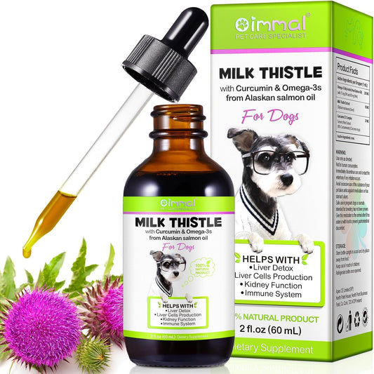 Liver Support Supplement for Dogs - Onznoz Milk Thistle with Curcumin, Omega 3 EPA, and Wild Alaskan Salmon Oil - Immune & Hepatic Support for Pets
