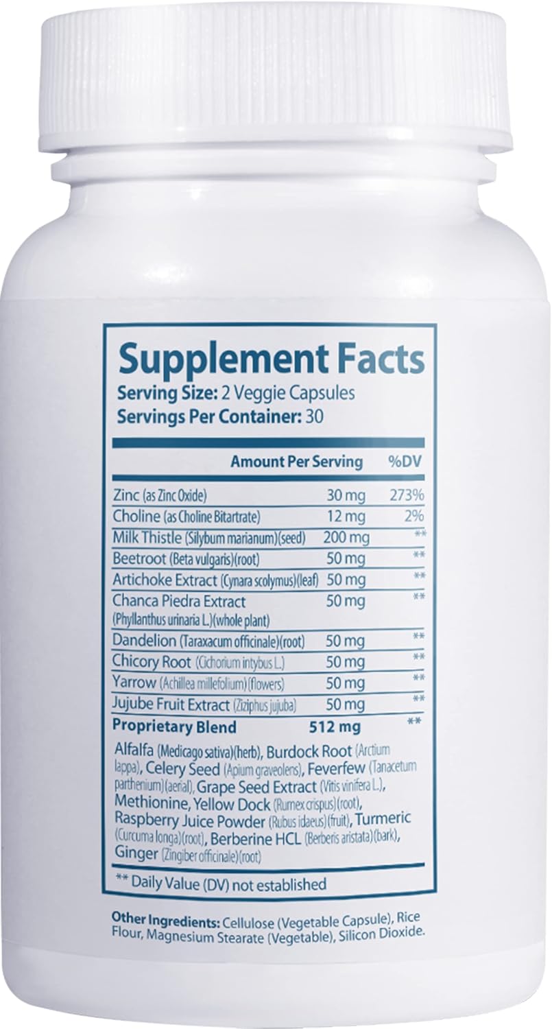 Liver Support Supplement: Milk Thistle and Zinc - 3 Pack - Detox & Cleanse Liver - Supports Digestive Health - USA Made