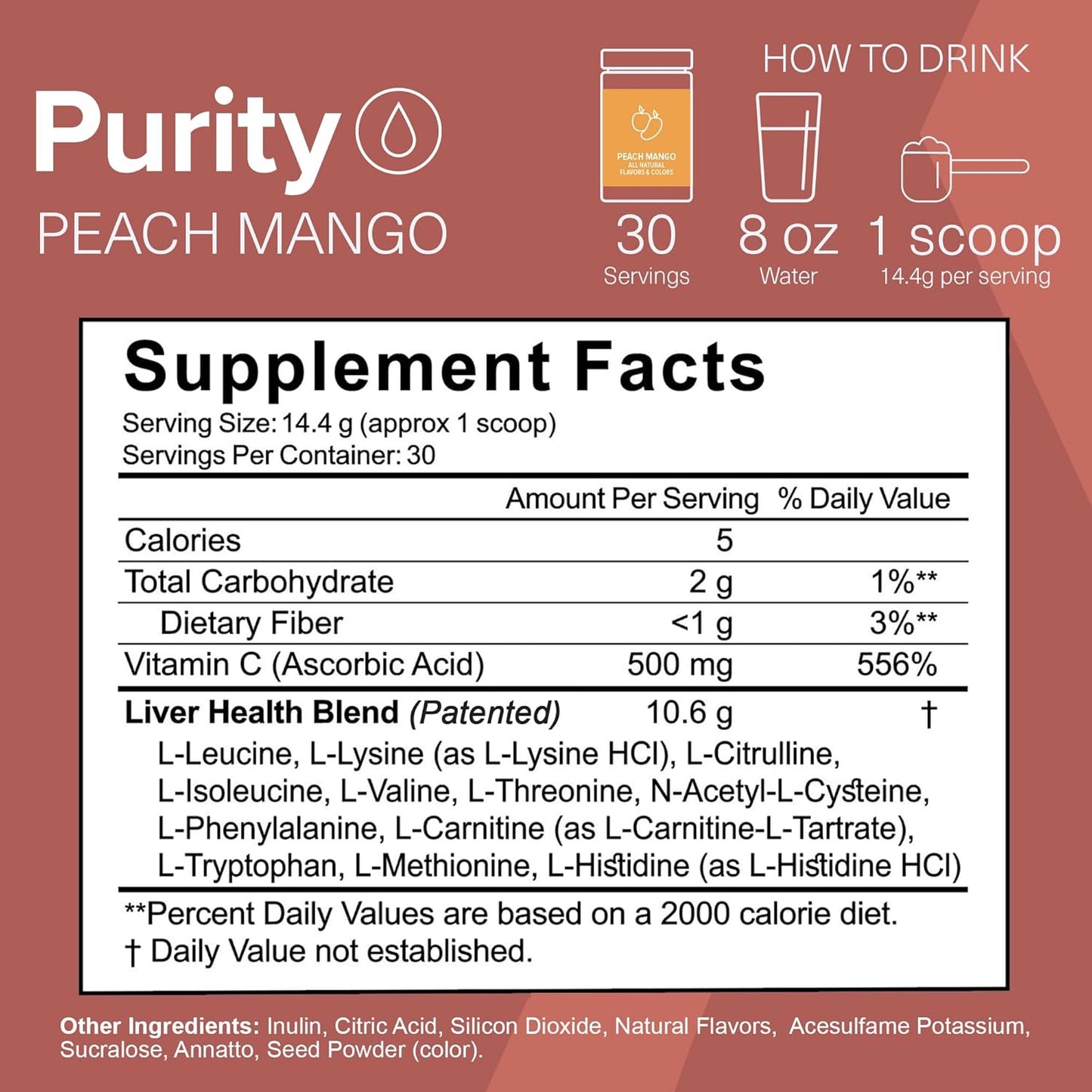 Liver Support Supplement with Essential Amino Acids for Liver Detox Cleanse - Peach Mango Flavor - 30 Servings - Boost Liver Health for Optimal Support by The Amino CO. Purity