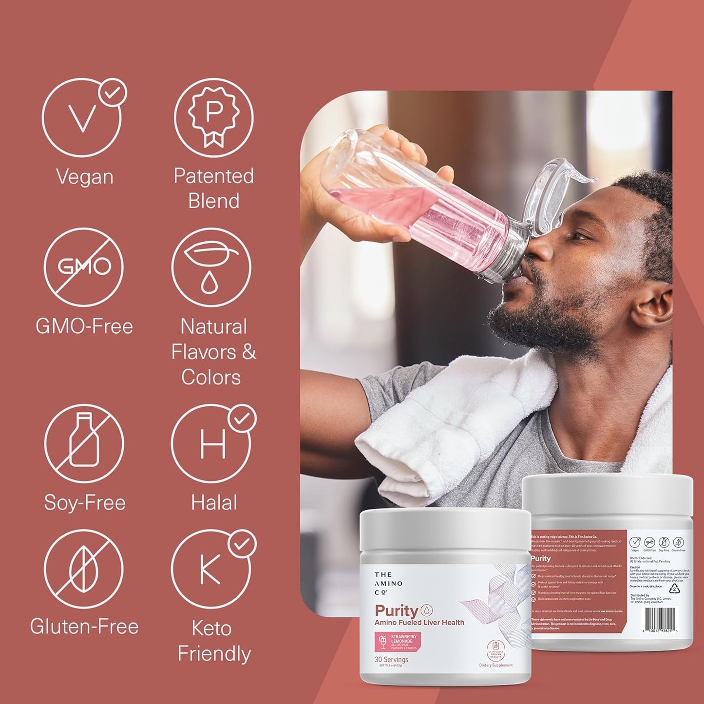 Liver Support Supplement with Essential Amino Acids for Detox Cleanse - Boost Liver Health - Strawberry Lemonade, 30 Servings by The Amino CO.