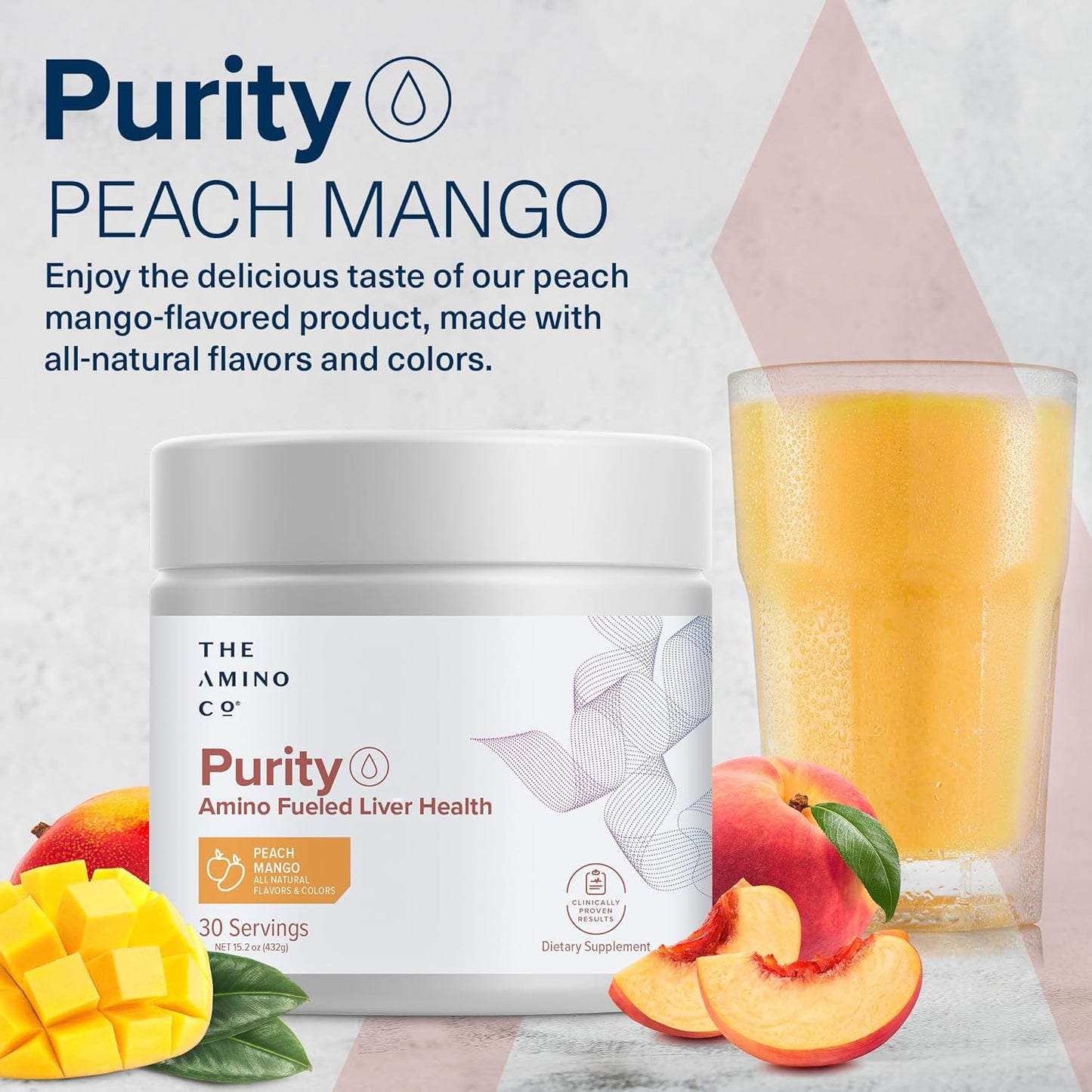 Liver Support Supplement with Essential Amino Acids for Liver Detox Cleanse - Peach Mango Flavor - 30 Servings - Boost Liver Health for Optimal Support by The Amino CO. Purity