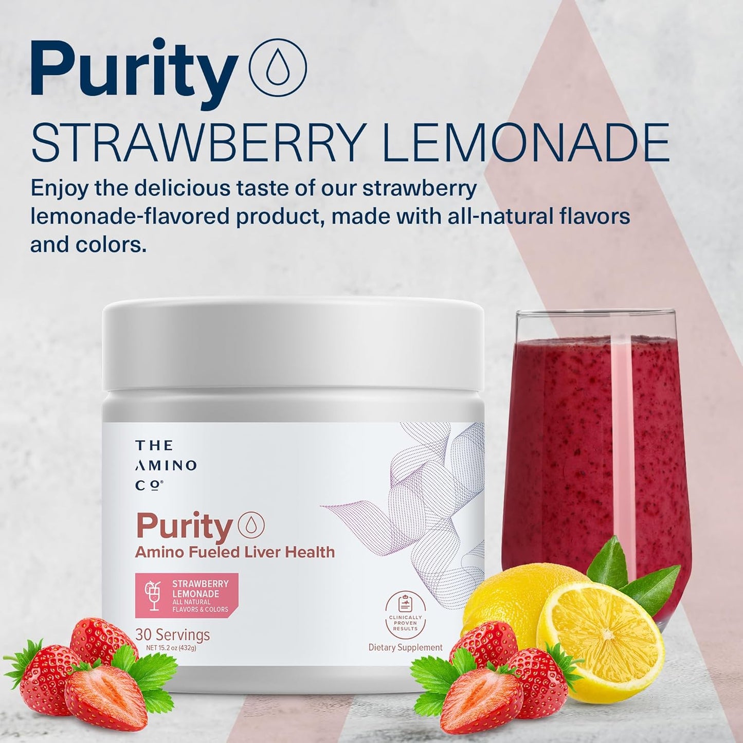 Liver Support Supplement with Essential Amino Acids for Detox Cleanse - Boost Liver Health - Strawberry Lemonade, 30 Servings by The Amino CO.