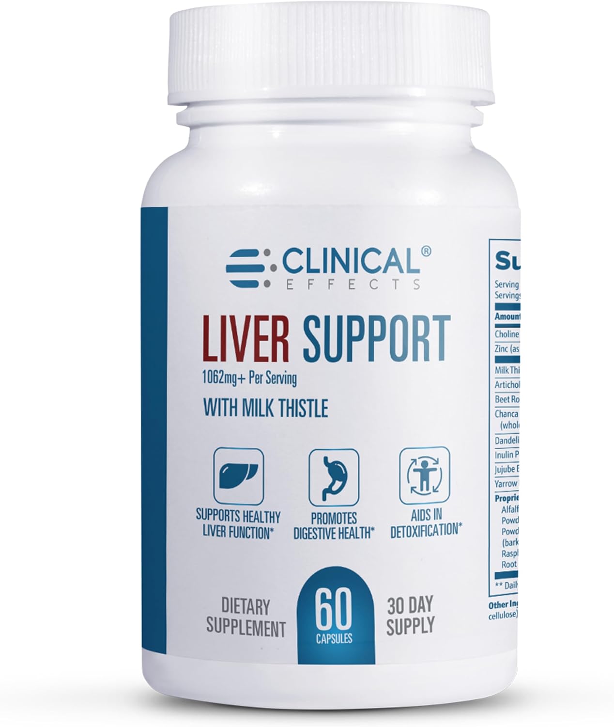 Liver Support Supplement with Milk Thistle and Zinc - 60 Veggie Capsules - Detox and Cleanse Liver - Supports Liver Function and Digestive Health - Made in USA