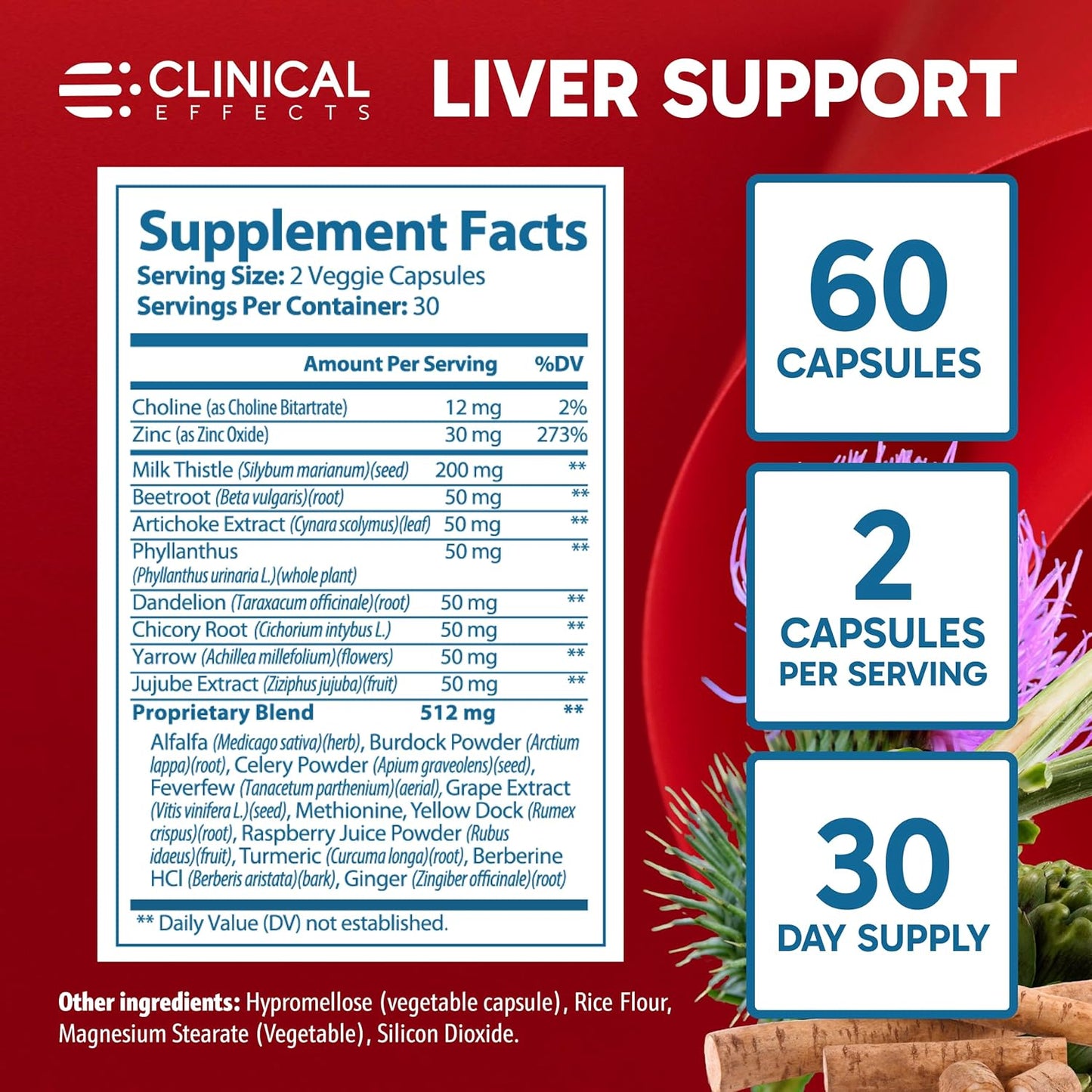 Liver Support Supplement with Milk Thistle and Zinc - 60 Veggie Capsules - Detox and Cleanse Liver - Supports Liver Function and Digestive Health - Made in USA