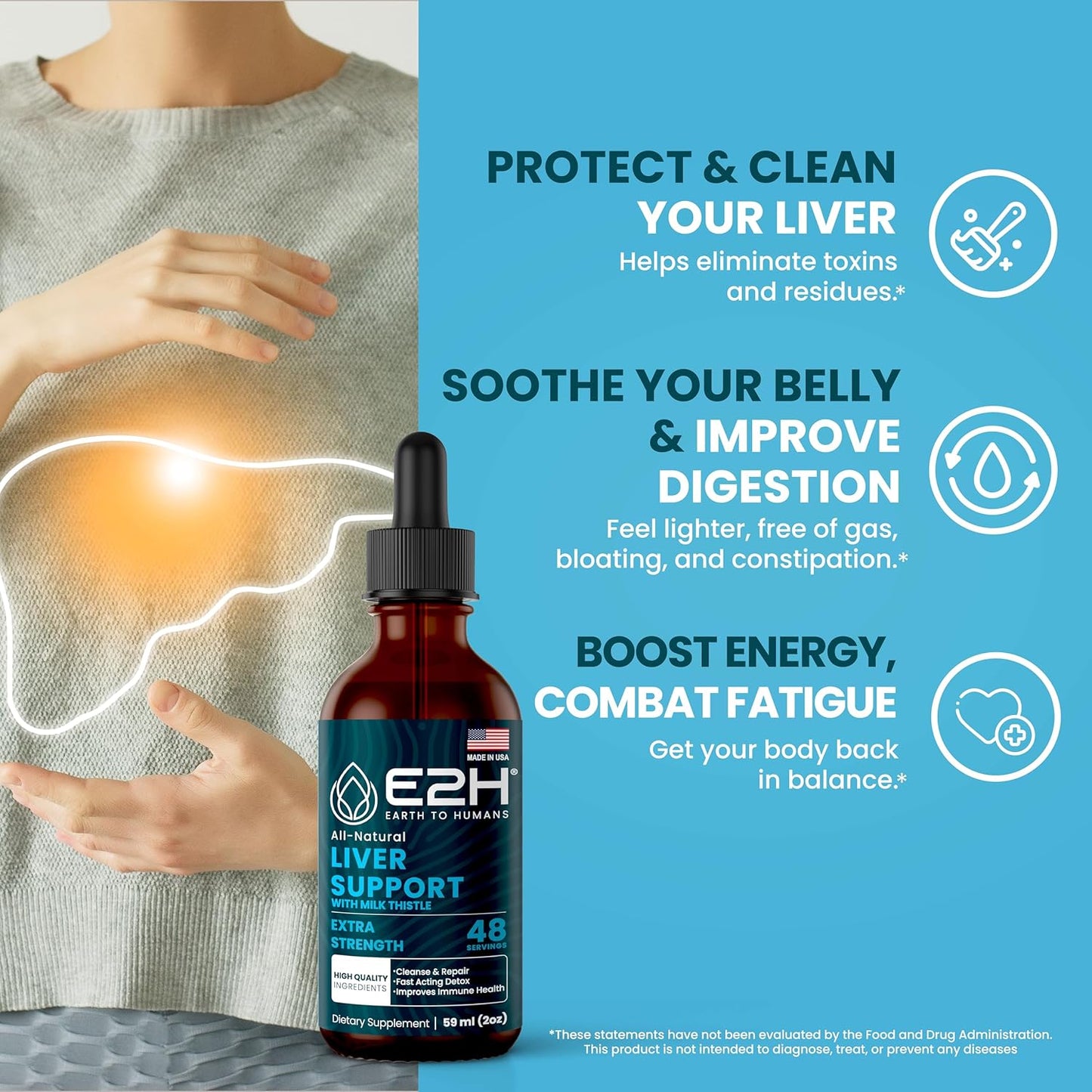 Liver Support Supplement with Milk Thistle, Artichoke, Dandelion, Chanca Piedra - Liquid Formula for Liver Health - 2 Bottles