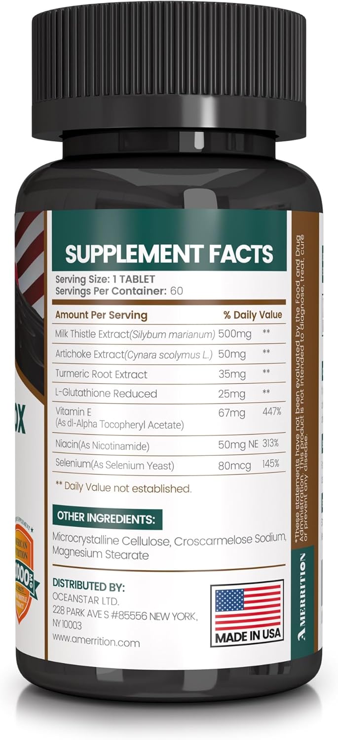Liver Support Supplement with Milk Thistle, Artichoke, Turmeric - Promotes Optimal Liver Function & Digestive Health - 60 Tablets