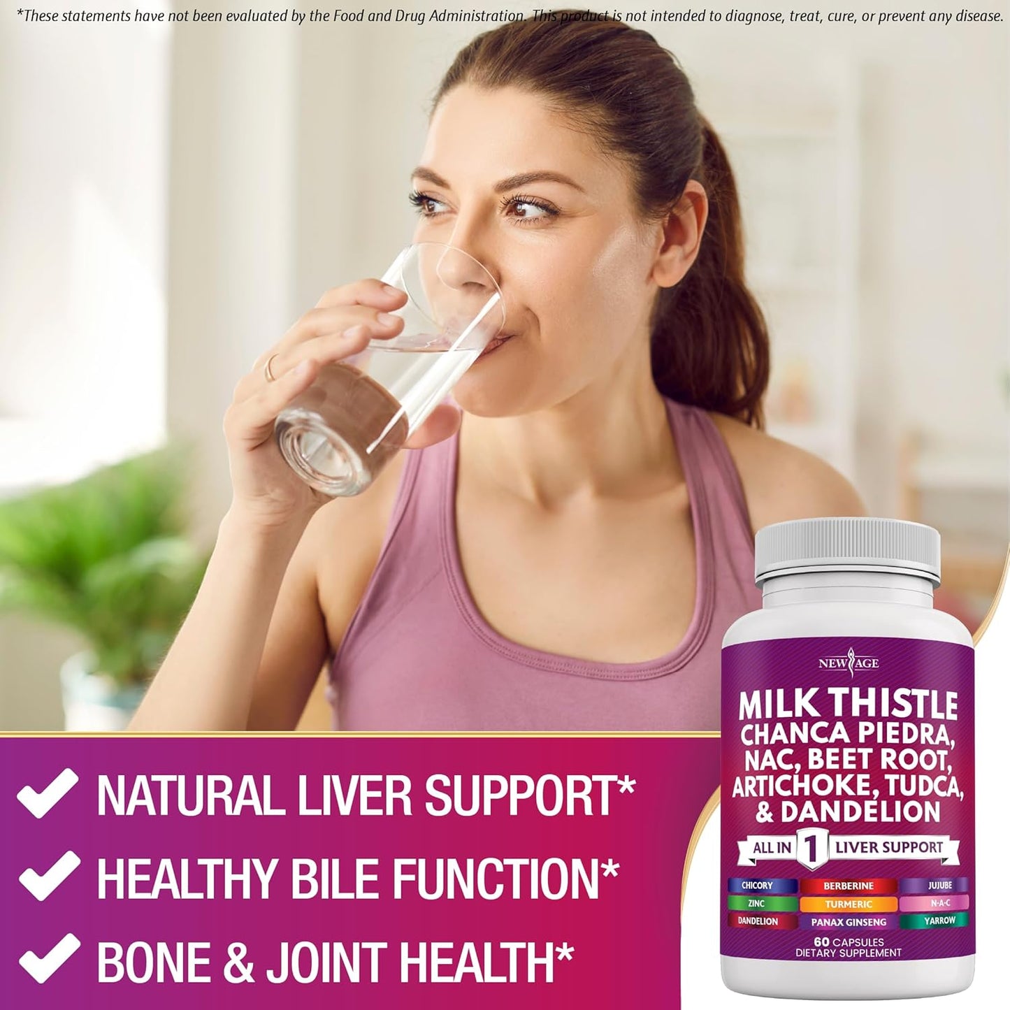Liver Support Supplement with Milk Thistle, NAC, Chanca Piedra, Beet Root, Artichoke, Dandelion Root, Astragalus, TUDCA, and Ginger - 60 Count