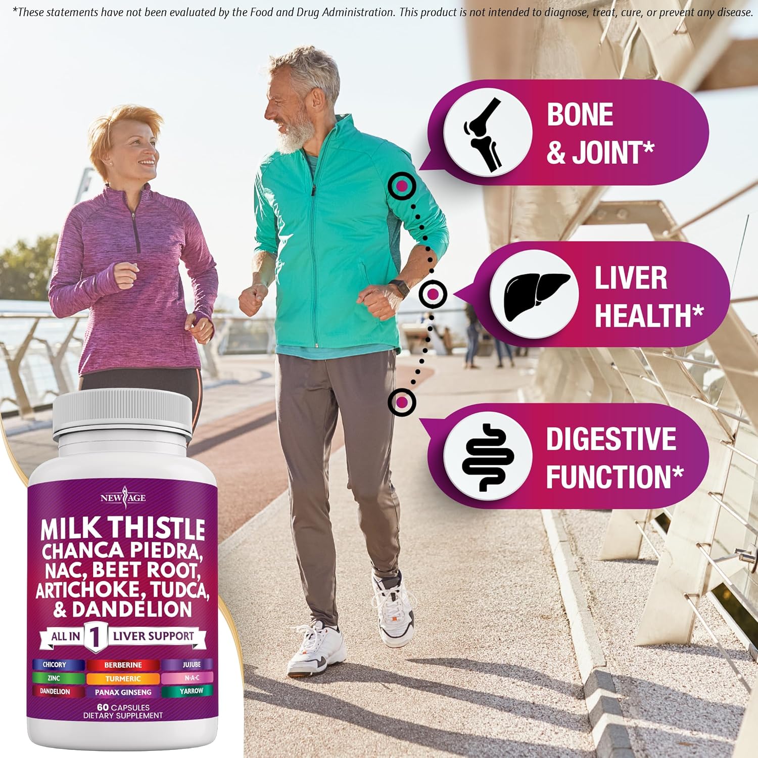 Liver Support Supplement with Milk Thistle, NAC, Chanca Piedra, Beet Root, Artichoke, Dandelion Root, Astragalus, TUDCA, and Ginger - 120 Capsules