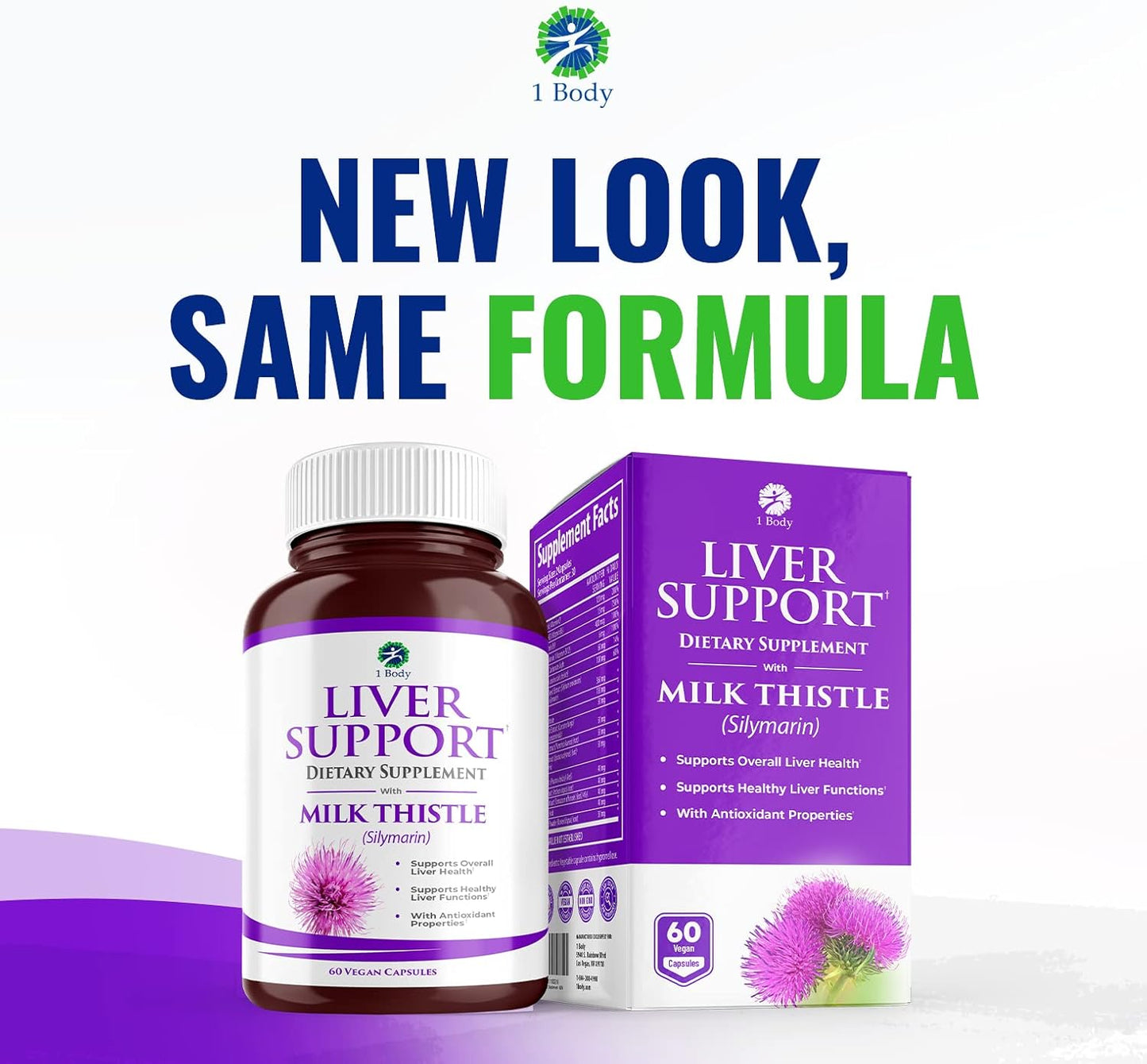 Liver Support Supplement with Milk Thistle, Turmeric, Dandelion, Artichoke, B12 - 60 Vegan Capsules
