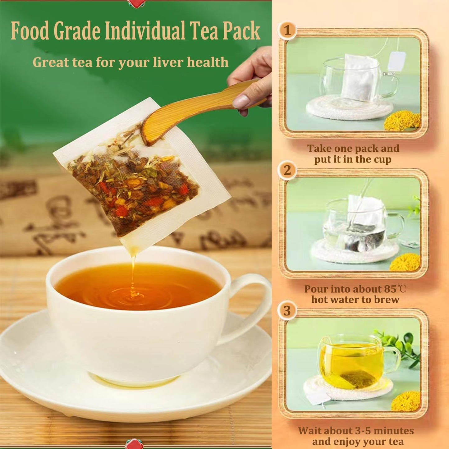 Liver Tea with 18 Herbal Flavors for Liver Health - 60 Bags (2 Boxes)