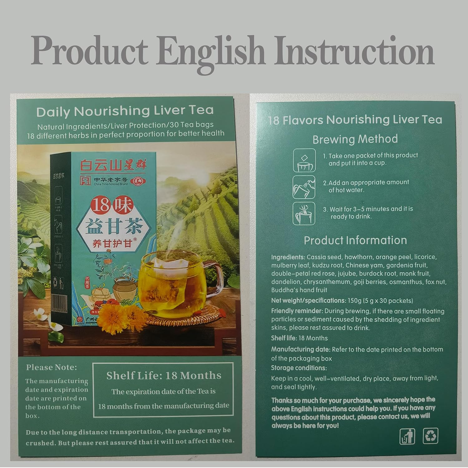 Liver Tea with 18 Herbal Flavors for Liver Health - 60 Bags (2 Boxes)