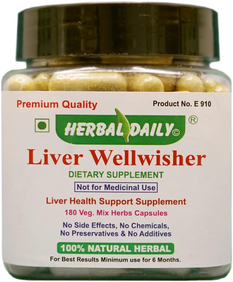 Liver Wellwisher: Herbal Daily Liver Supplement for Cleanse, Detox & Repair | Immunity & Digestive Health Support | 180 Capsules
