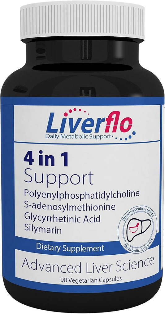 LiverFlo Liver Support Supplement with PPC, SAMe, Glycyrrhetinic Acid, and Silymarin - Vegetarian Capsules