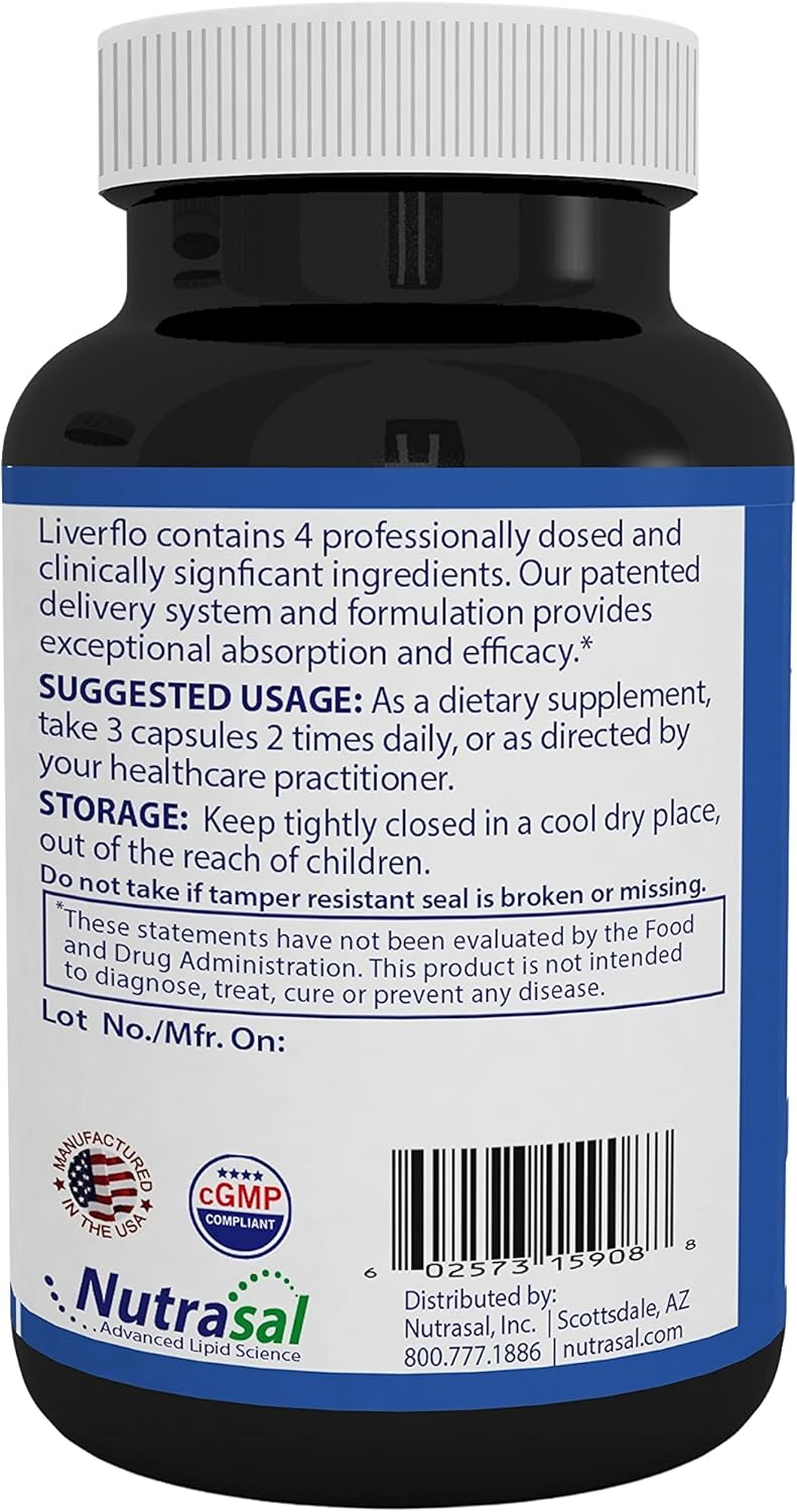 LiverFlo Liver Support Supplement with PPC, SAMe, Glycyrrhetinic Acid, and Silymarin - Vegetarian Capsules