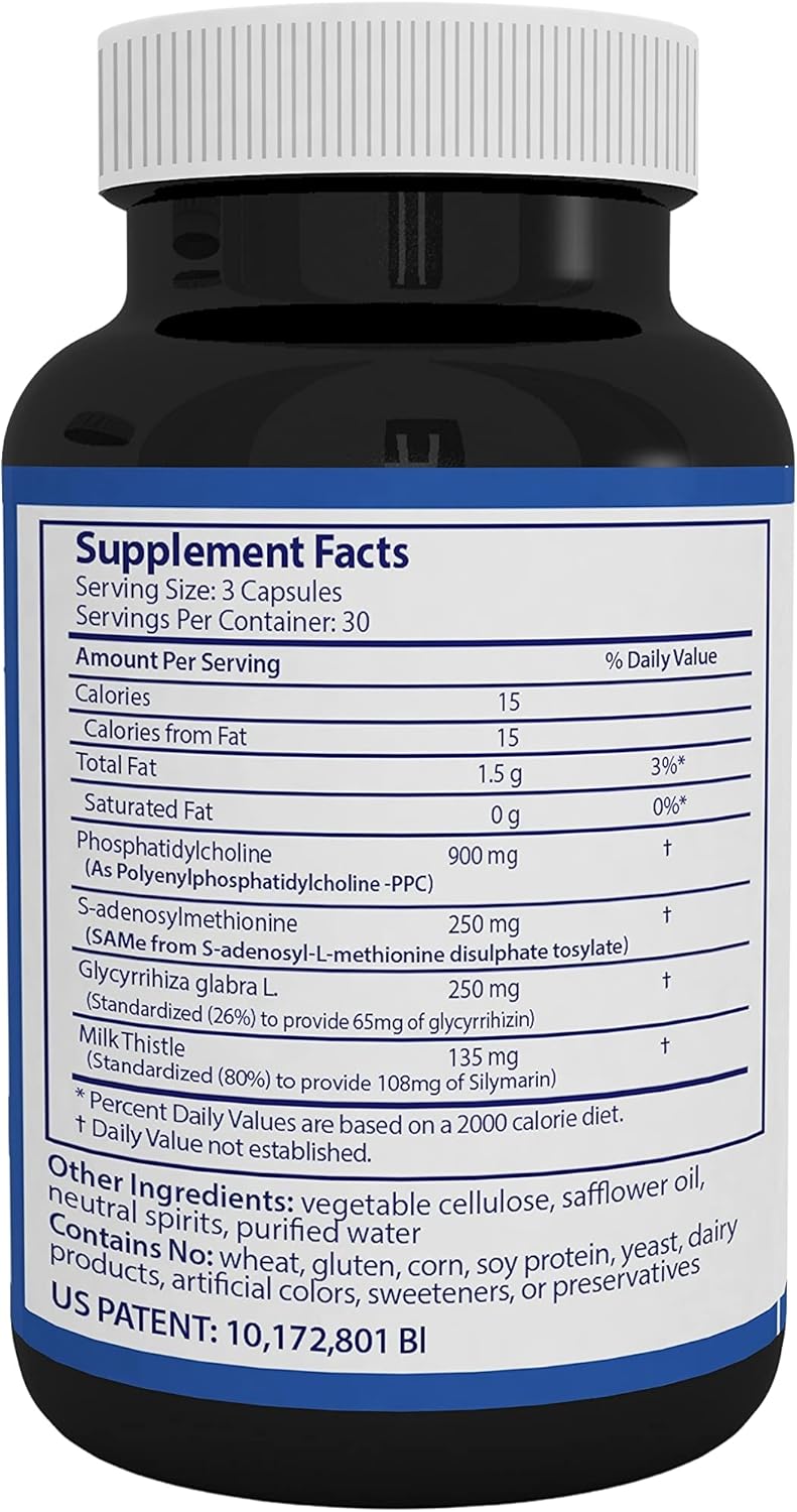 LiverFlo Liver Support Supplement with PPC, SAMe, Glycyrrhetinic Acid, and Silymarin - Vegetarian Capsules