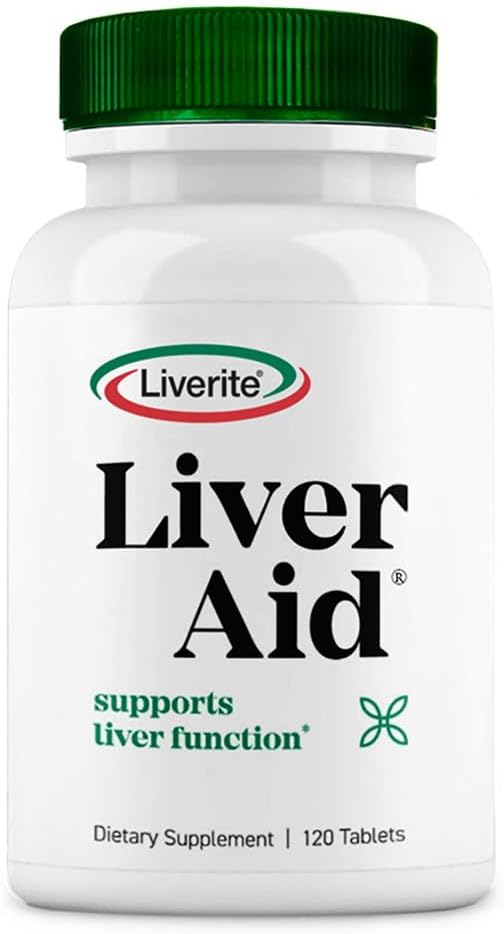 Liverite Liver Aid 120 Tablets for Liver Support, Cleanse, and Function - Boost Energy Levels with Liver Care Supplement