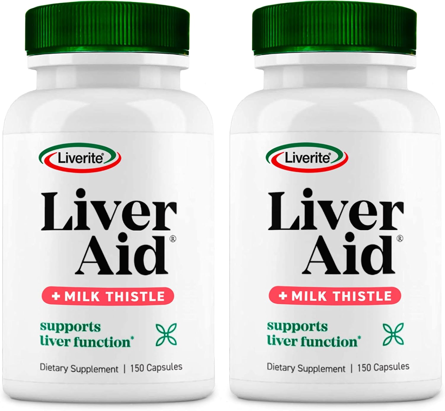 Liverite Liver Aid 2-Pack - 150 Capsules Each (300 Total) with Milk Thistle - Supports Liver Health, Cleanses Liver, Boosts Energy
