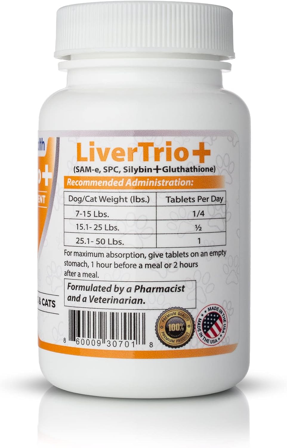 LiverTrio+ Liver Support Chewable Tablets for Small to Medium Dogs - 30 Ct - Same, SPC, Silybin A+B, Glutathione Supplement