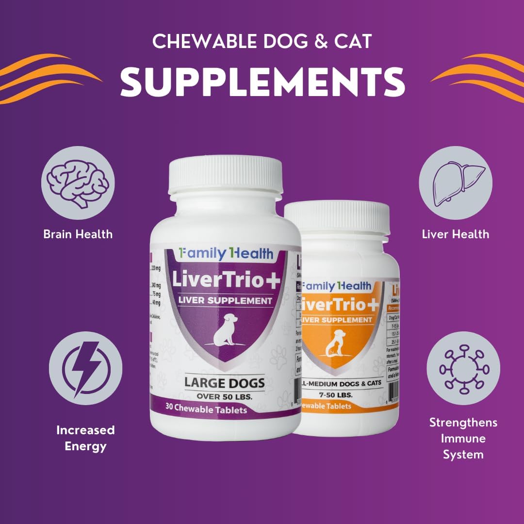 LiverTrio+ Liver Support Chewable Tablets for Small to Medium Dogs - 30 Ct - Same, SPC, Silybin A+B, Glutathione Supplement