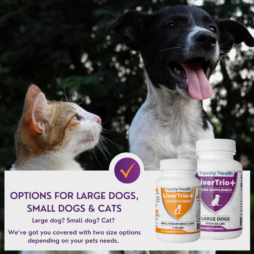 LiverTrio+ Liver Support Chewable Tablets for Small to Medium Dogs - 30 Ct - Same, SPC, Silybin A+B, Glutathione Supplement