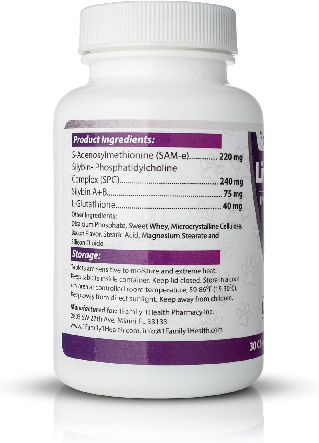 LiverTrio+ Liver Support Supplement for Large Dogs - Chewable Tablets with Same, SPC, Silybin A+B, and Glutathione - 30 Count