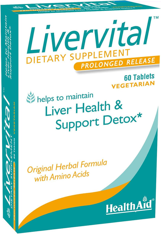 LiverVital by HealthAid - 60ct, Supports Liver Health, Reduces Toxins, Detox Support, Herbal Formula, Vegetarian