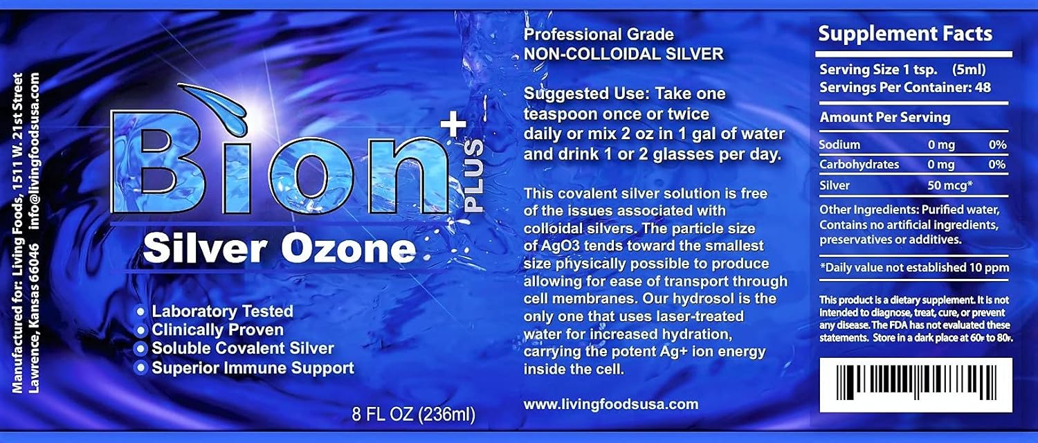 Living Foods USA Bion SS Health Defense Silver Hydrosol with Ozone - 8 Fl Oz