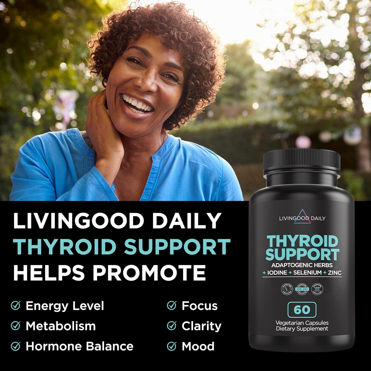 Livingood Daily Thyroid and Adrenal Support Bundle - Comprehensive Supplement for Thyroid, Adrenal, and Cortisol Health