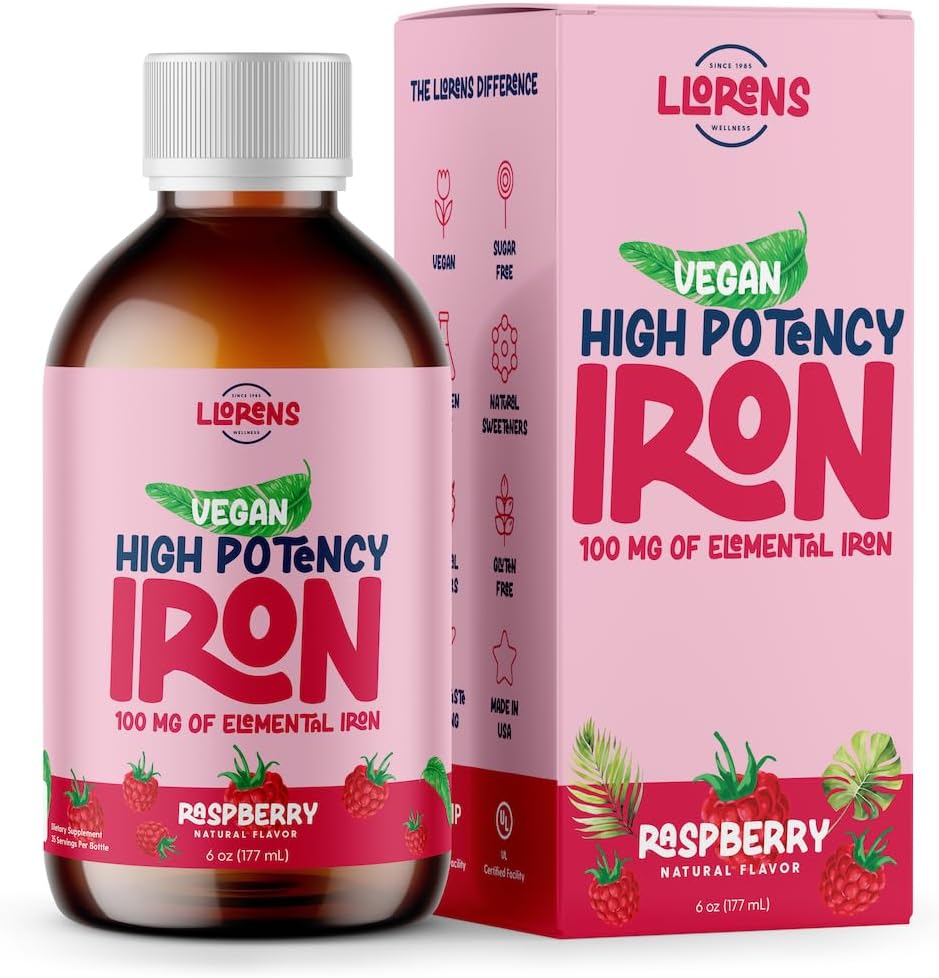 Llorens Hematex Liquid Iron Supplement - 100mg Polysaccharide Iron Complex, Raspberry Flavor, High Potency Iron for Women & Adults, Anemia & Iron Deficiency Support - 6 oz