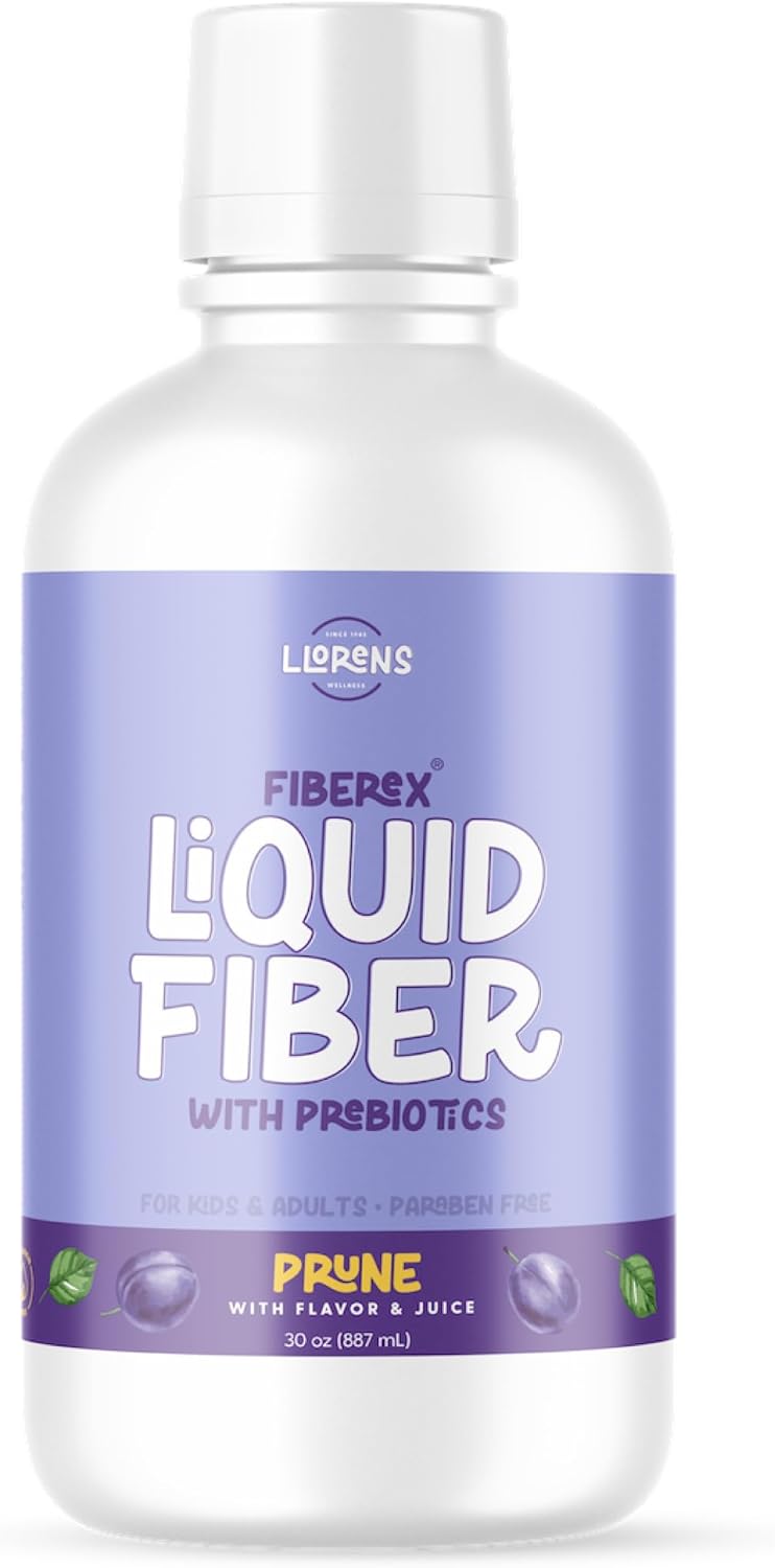 LLORENS PHARMACEUTICAL Prune Flavored Liquid Fiber with 15g Soluble Fiber for Regularity and Soft Stools - 30 FL oz