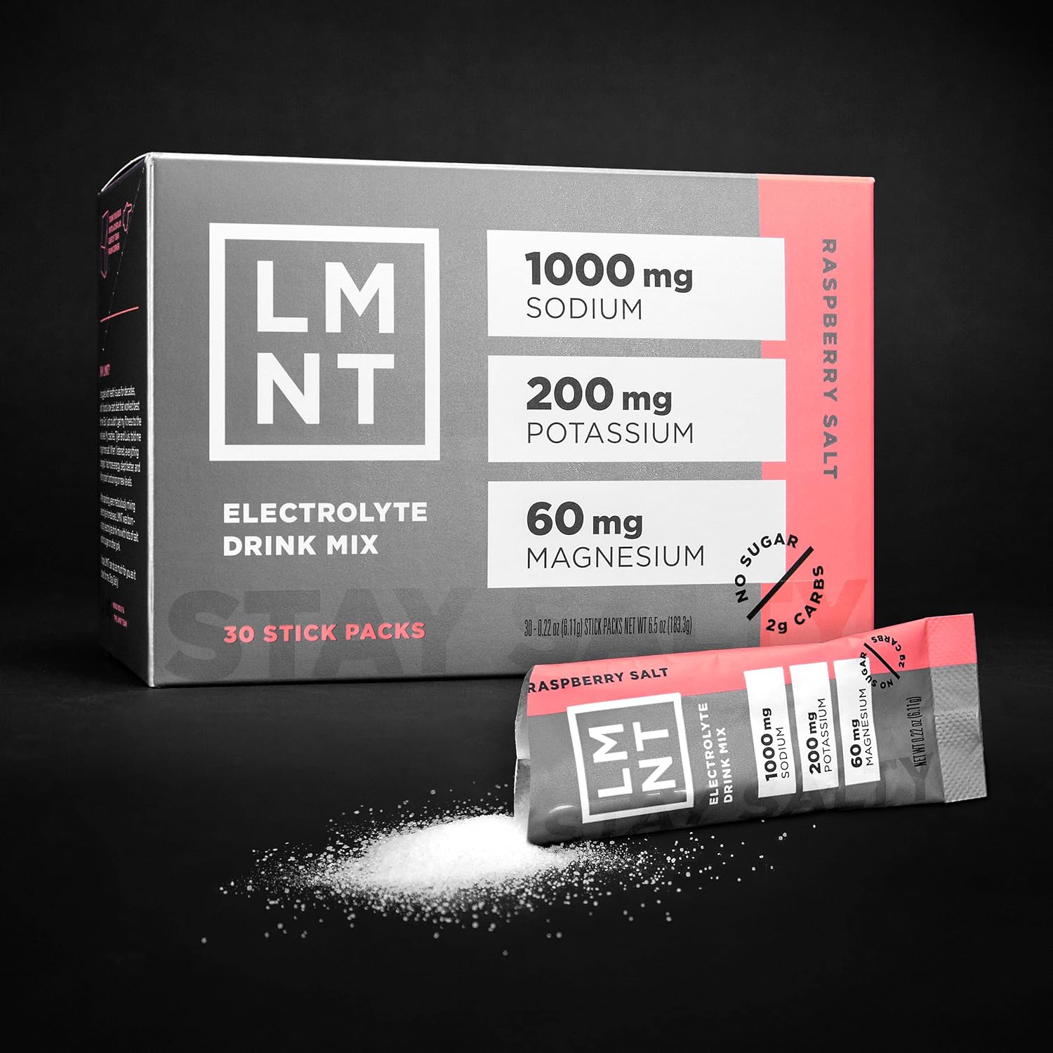LMNT Zero Sugar Electrolyte Drink Mix - Raspberry Salt Flavor | 30 Pack