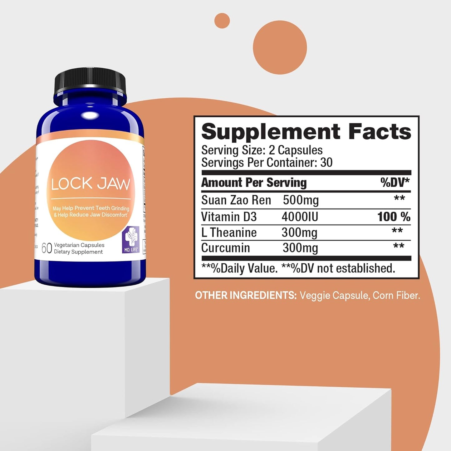 Lock Jaw Relief Supplement - Double Strength Formula for TMJ - 60 Vegan Capsules for Ongoing Assistance