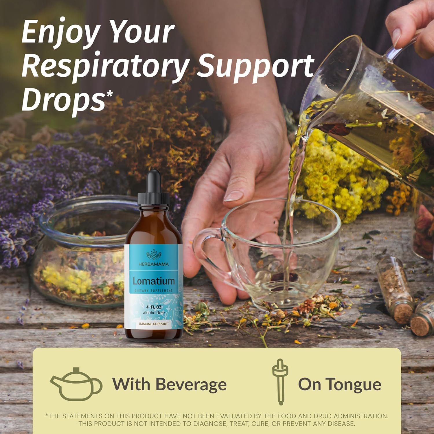 Lomatium Root and Stinging Nettle Herbal Liquid Drops Kit - 2 Pack of 4 fl oz Tinctures - Vegan, Non-GMO, Sugar & Alcohol-Free