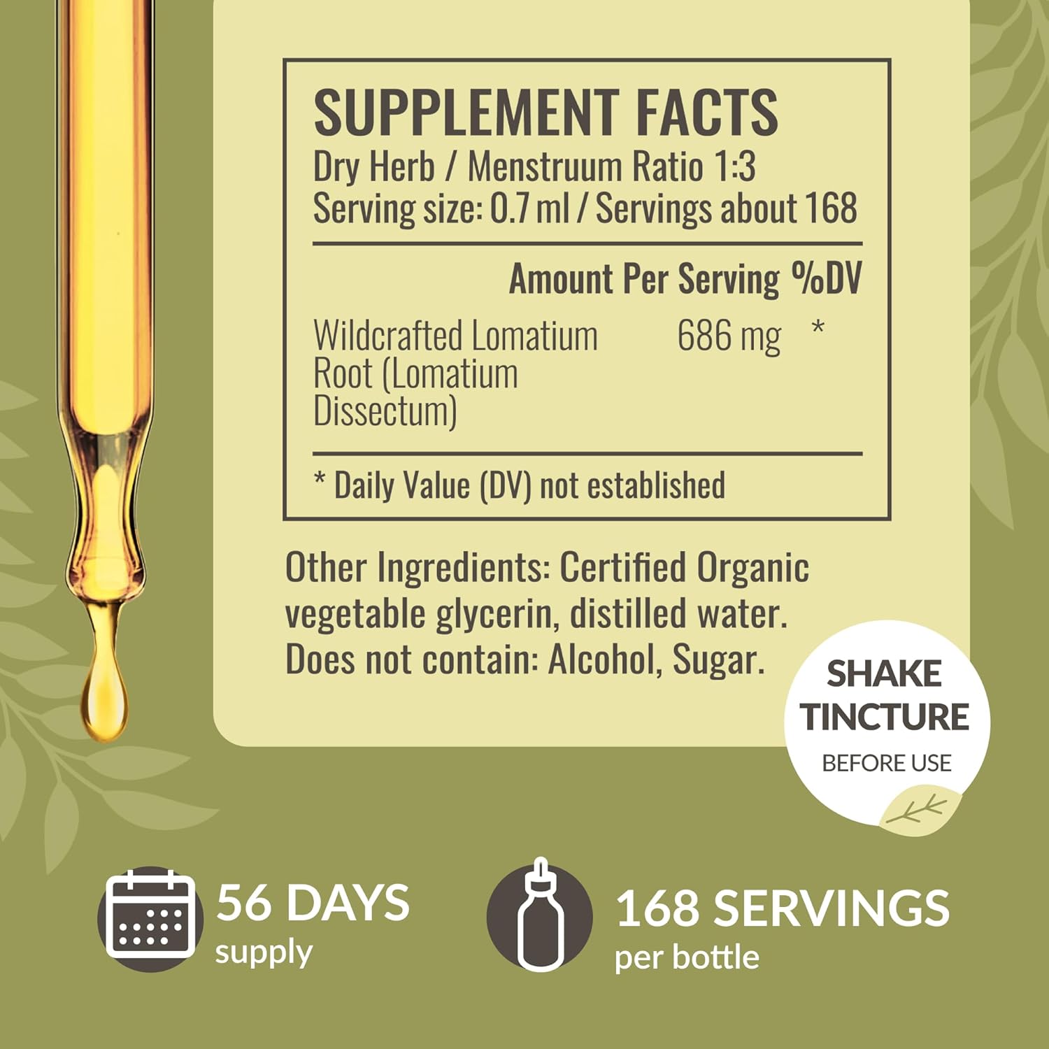 Lomatium Root and Stinging Nettle Herbal Liquid Drops Kit - 2 Pack of 4 fl oz Tinctures - Vegan, Non-GMO, Sugar & Alcohol-Free