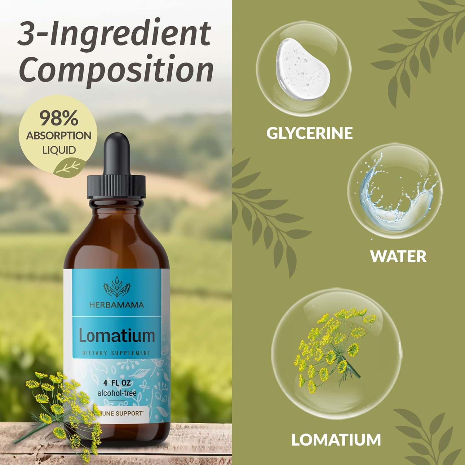 Lomatium Root and Stinging Nettle Herbal Liquid Drops Kit - 2 Pack of 4 fl oz Tinctures - Vegan, Non-GMO, Sugar & Alcohol-Free